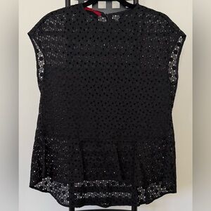 Carolina Herrera Black Eyelet Top